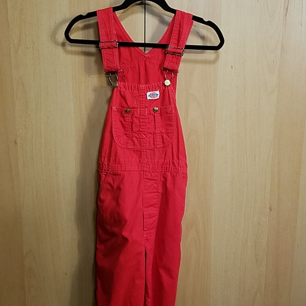Dickies Bright Red Cotton Carpenter Bib Overalls